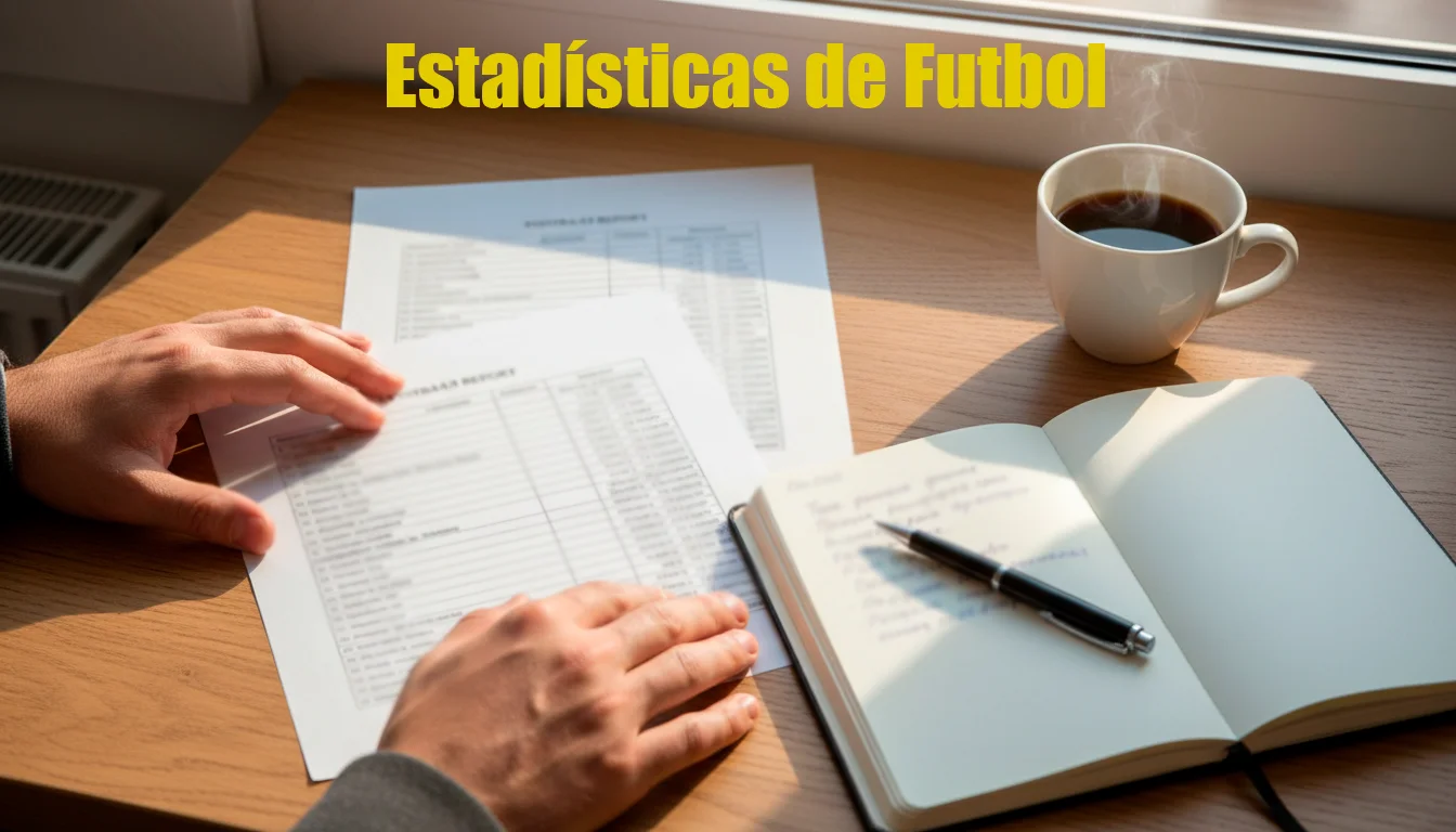 Persona analizando estadísticas de fútbol en un documento con notas escritas a mano